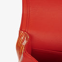 Borsa Chanel Timeless Classic Double Flap in Pelle Verniciata a Righe Rosse e Gialle con Finiture Argento