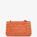 Borsa Chanel Timeless Classic Double Flap in Pelle Verniciata a Righe Rosse e Gialle con Finiture Argento