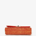 Borsa Chanel Timeless Classic Double Flap in Pelle Verniciata a Righe Rosse e Gialle con Finiture Argento