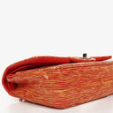 Borsa Chanel Timeless Classic Double Flap in Pelle Verniciata a Righe Rosse e Gialle con Finiture Argento