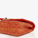 Borsa Chanel Timeless Classic Double Flap in Pelle Verniciata a Righe Rosse e Gialle con Finiture Argento