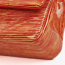 Borsa Chanel Timeless Classic Double Flap in Pelle Verniciata a Righe Rosse e Gialle con Finiture Argento