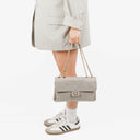 Chanel Grey Quilted Crumpled Calfskin Single Flap Bag