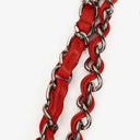 Borsa Chanel Timeless Classic Double Flap in Pelle Verniciata a Righe Rosse e Gialle con Finiture Argento