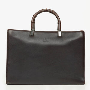 Gucci Brown Leather Bamboo Top Handle Bag