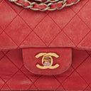 Chanel Vintage Classic Double Flap Bag in Quilted Red Lambskin with 24K Gold-Plated Hardware