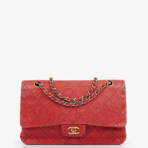 Chanel Vintage Classic Double Flap Bag in Quilted Red Lambskin with 24K Gold-Plated Hardware