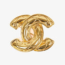 Chanel CC Gold-Tone Metal Quilted Brooch