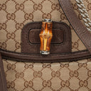 Gucci New Bamboo Top Handle Beige/Ebony GG Canvas and Leather Bag