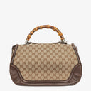 Gucci New Bamboo Top Handle Beige/Ebony GG Canvas and Leather Bag