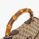 Gucci New Bamboo Top Handle Beige/Ebony GG Canvas and Leather Bag