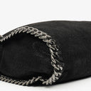 Stella McCartney Falabella Mini Tote Black Vegan Shaggy Deer Fold Over Bag