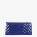 Chanel Blue Quilted Patent Leather Long Flap Bag