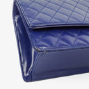 Chanel Blue Quilted Patent Leather Long Flap Bag
