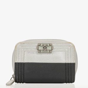 Chanel Compact Boy Black/Silver Leather Wallet
