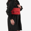 Chanel Vintage Classic Double Flap Bag in Quilted Red Lambskin with 24K Gold-Plated Hardware