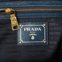 Prada Bauletto Vitello Denim Blue Shine Leather Bag