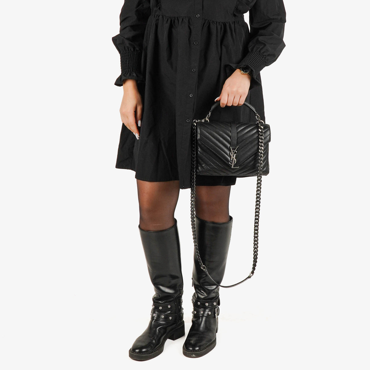 Yves Saint Laurent Black Collège Medium Shoulder Bag
