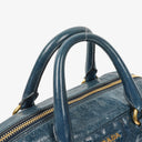 Prada Bauletto Vitello Denim Blue Shine Leather Bag
