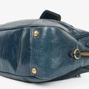 Prada Bauletto Vitello Denim Blue Shine Leather Bag