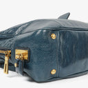 Prada Bauletto Vitello Denim Blue Shine Leather Bag
