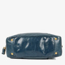 Prada Bauletto Vitello Denim Blue Shine Leather Bag