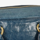 Prada Bauletto Vitello Denim Blue Shine Leather Bag