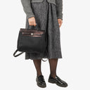 Hermes Herbag PM Vache Hunter Noir Toile 2 Way Backpack With Palladium Hardware