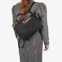 Hermes Herbag PM Vache Hunter Noir Toile 2 Way Backpack With Palladium Hardware