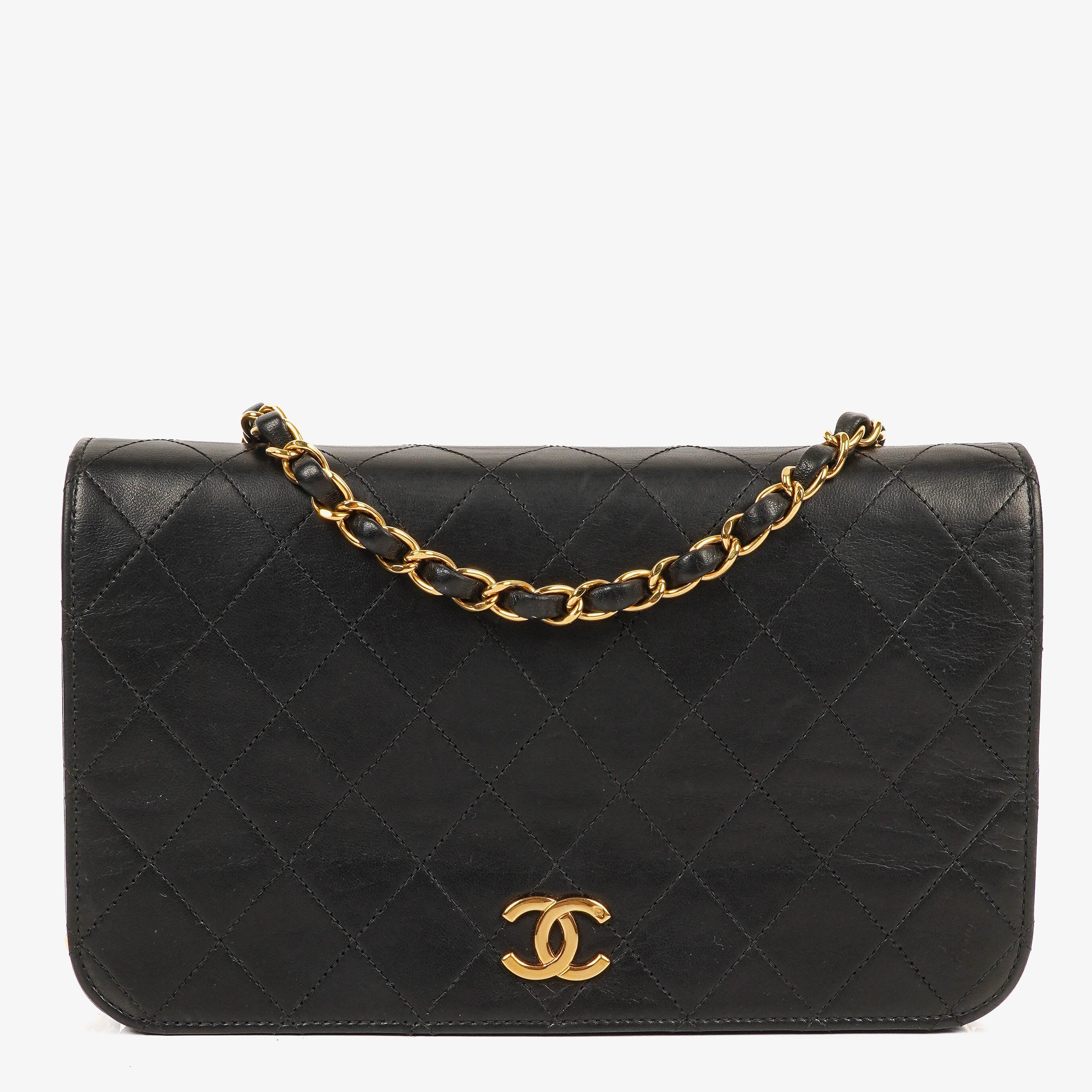 Chanel Classic Full Flap Bag Black Quilted Lambskin 24K Gold-Plated Hardware