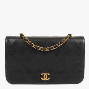 Chanel Classic Full Flap Bag Black Quilted Lambskin 24K Gold-Plated Hardware