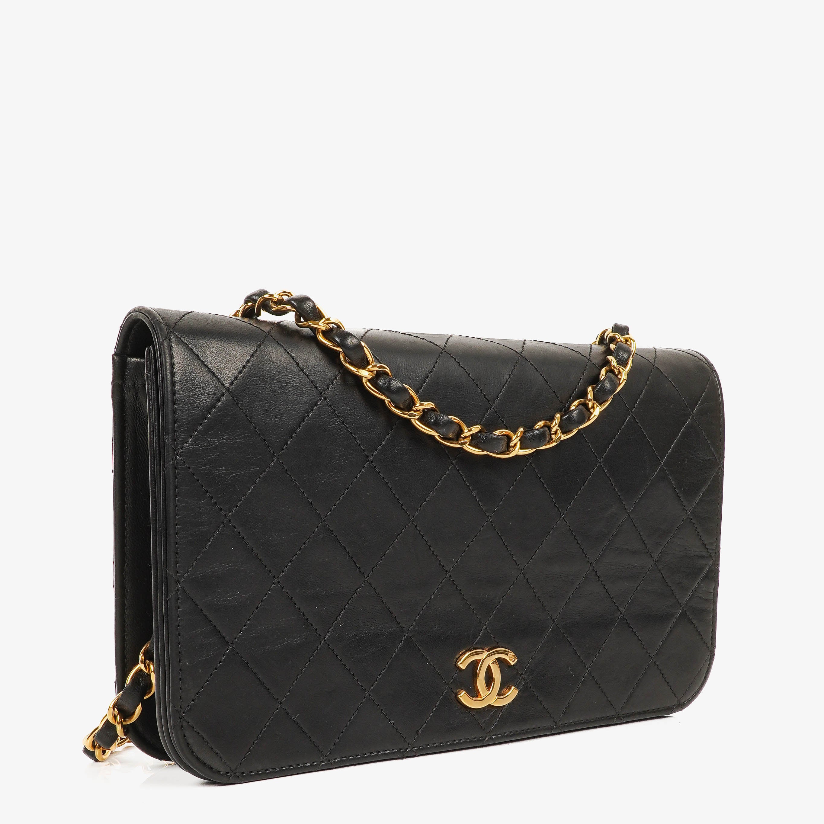 Chanel Classic Full Flap Bag Black Quilted Lambskin 24K Gold-Plated Hardware