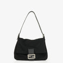 Fendi Mamma Baguette Black Wool Shoulder Bag
