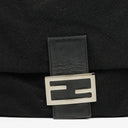 Fendi Mamma Baguette Black Wool Shoulder Bag