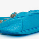 Borsetta Balenciaga Cyan in Vitello Extra Morbido con Effetto Coccodrillo e Cristalli Mini Le Cagole con Catena 
