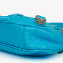Borsetta Balenciaga Cyan in Vitello Extra Morbido con Effetto Coccodrillo e Cristalli Mini Le Cagole con Catena 