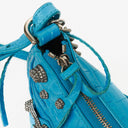 Borsetta Balenciaga Cyan in Vitello Extra Morbido con Effetto Coccodrillo e Cristalli Mini Le Cagole con Catena 