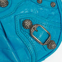 Borsetta Balenciaga Cyan in Vitello Extra Morbido con Effetto Coccodrillo e Cristalli Mini Le Cagole con Catena 