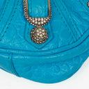 Borsetta Balenciaga Cyan in Vitello Extra Morbido con Effetto Coccodrillo e Cristalli Mini Le Cagole con Catena 