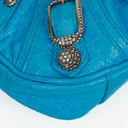 Borsetta Balenciaga Cyan in Vitello Extra Morbido con Effetto Coccodrillo e Cristalli Mini Le Cagole con Catena 