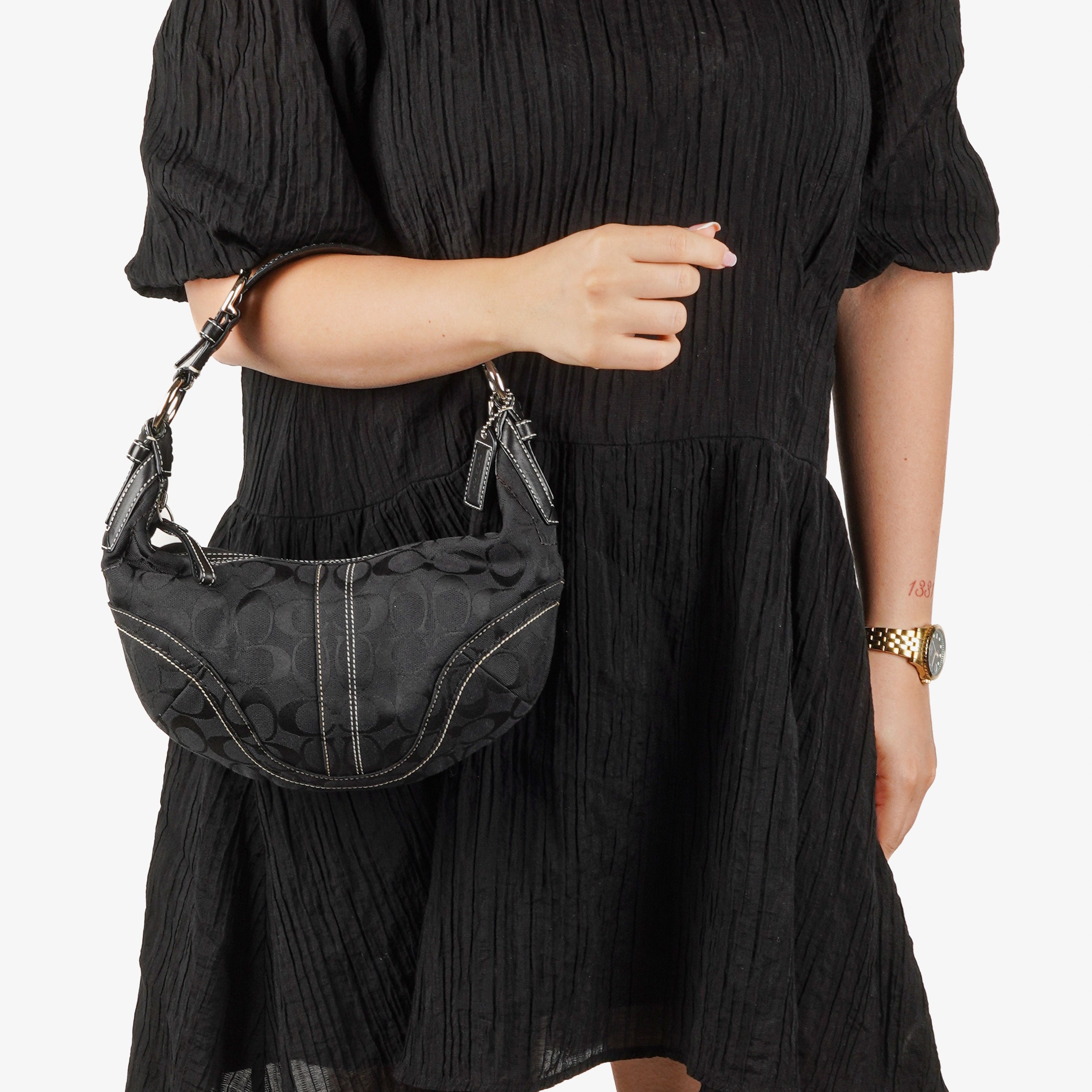 Coach Soho Signature Black Shoulder Bag