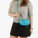 Borsetta Balenciaga Cyan in Vitello Extra Morbido con Effetto Coccodrillo e Cristalli Mini Le Cagole con Catena 