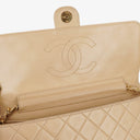 Chanel Medium Classic Single Flap Bag Beige Quilted Lambskin