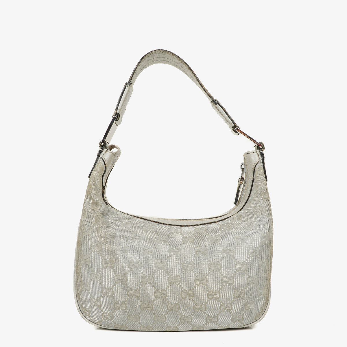 Gucci Silver Metallic Canvas Hobo Bag