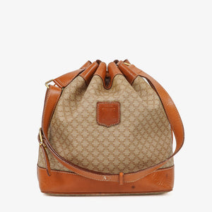 Celine Vintage Macadam Triomphe Drawstring Bucket Bag