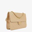 Chanel Medium Classic Single Flap Bag Beige Quilted Lambskin