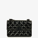 Chanel Small Single Black Quilted Patent Leather Flap Bag