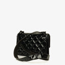 Chanel Small Single Black Quilted Patent Leather Flap Bag