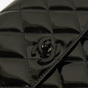 Chanel Small Single Black Quilted Patent Leather Flap Bag