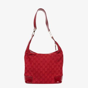 Gucci Red GG Canvas Shoulder Hobo Bag
